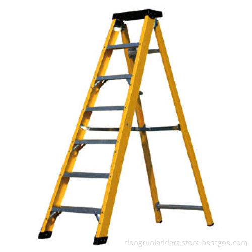 Non-conductive Fiberglass Step Ladder, Steel Rivet, Backup Plates EN-131 Mark, 150kg Maximum Load